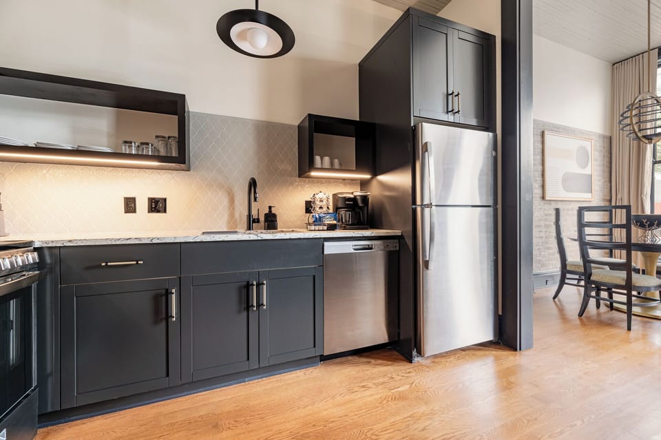 Fully equipped kitchen with modern appliances, offering everything you need for preparing meals or enjoying a morning coffee.