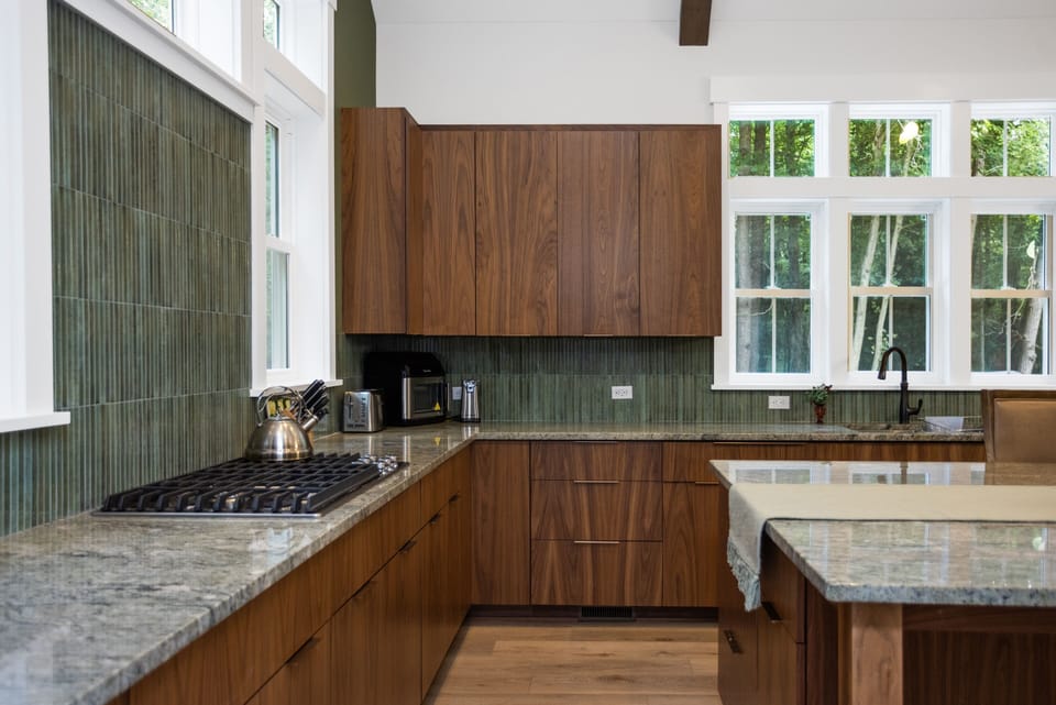 Beautiful modern kitchen with custom tile