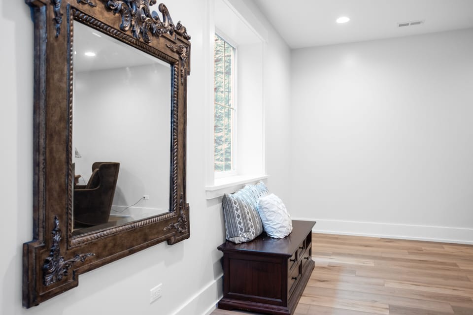 Huge finished basement with tall ceilings