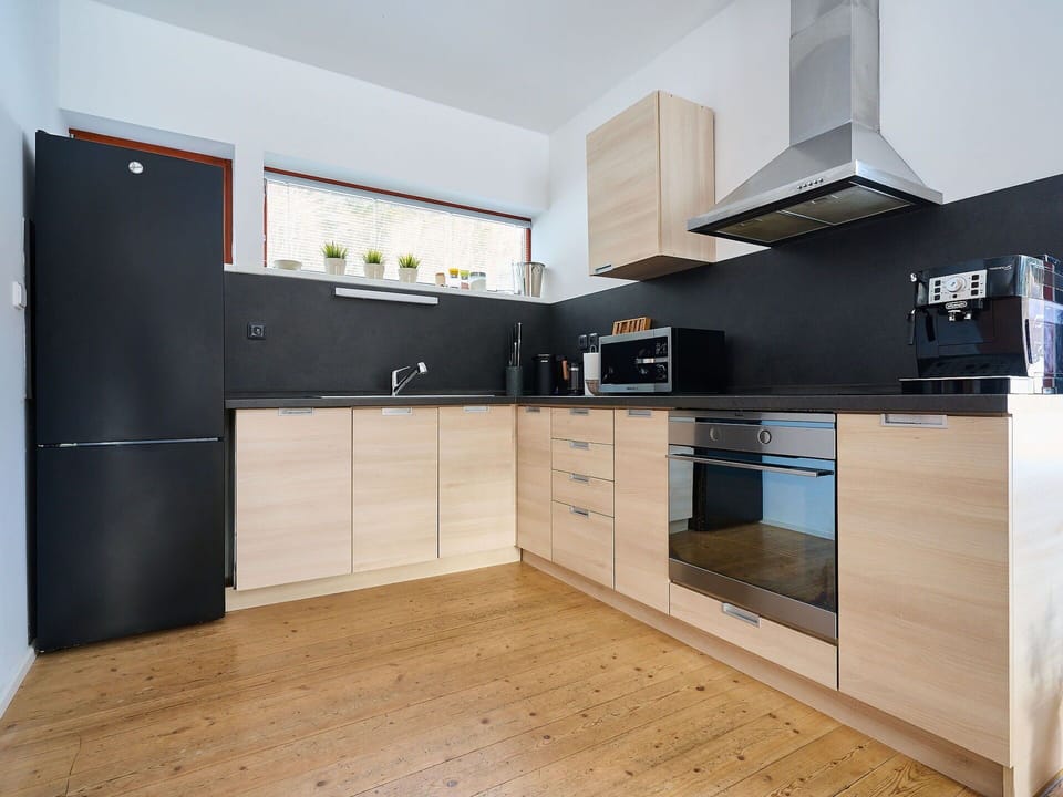 Kitchen, Kitchen Appliance, Countertop, Cabinetry, Flooring, Interior Design, Furniture, Major Appliance, Wood, Floor