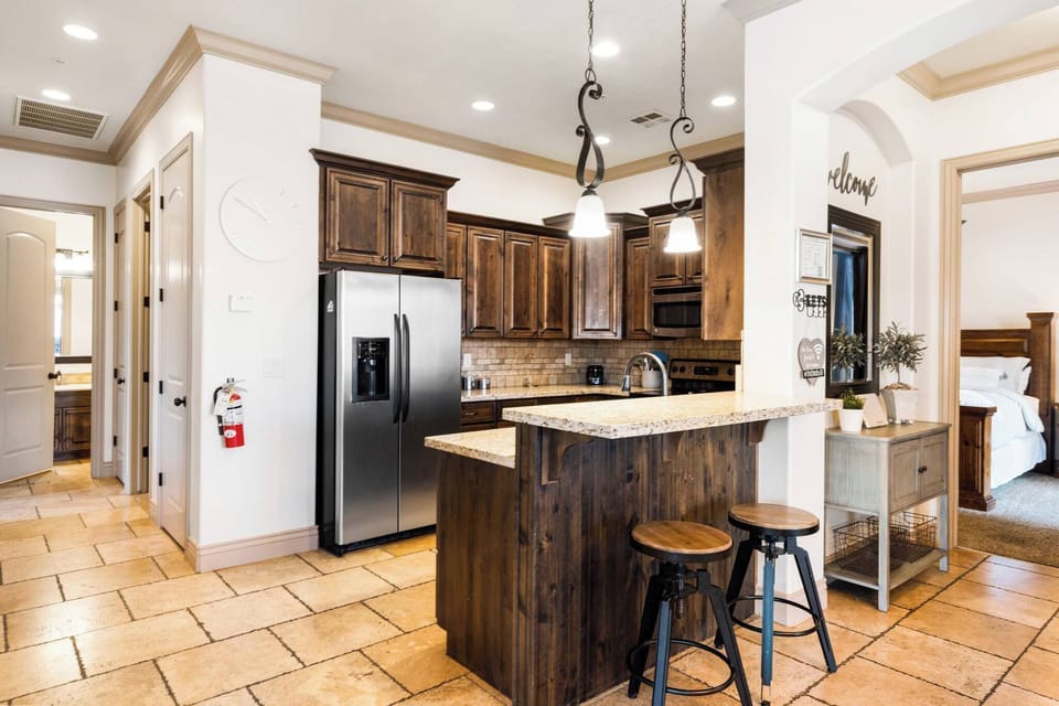 Bar stool seating around the counter