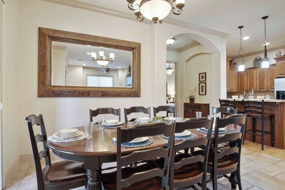 Dining table with seating for 8