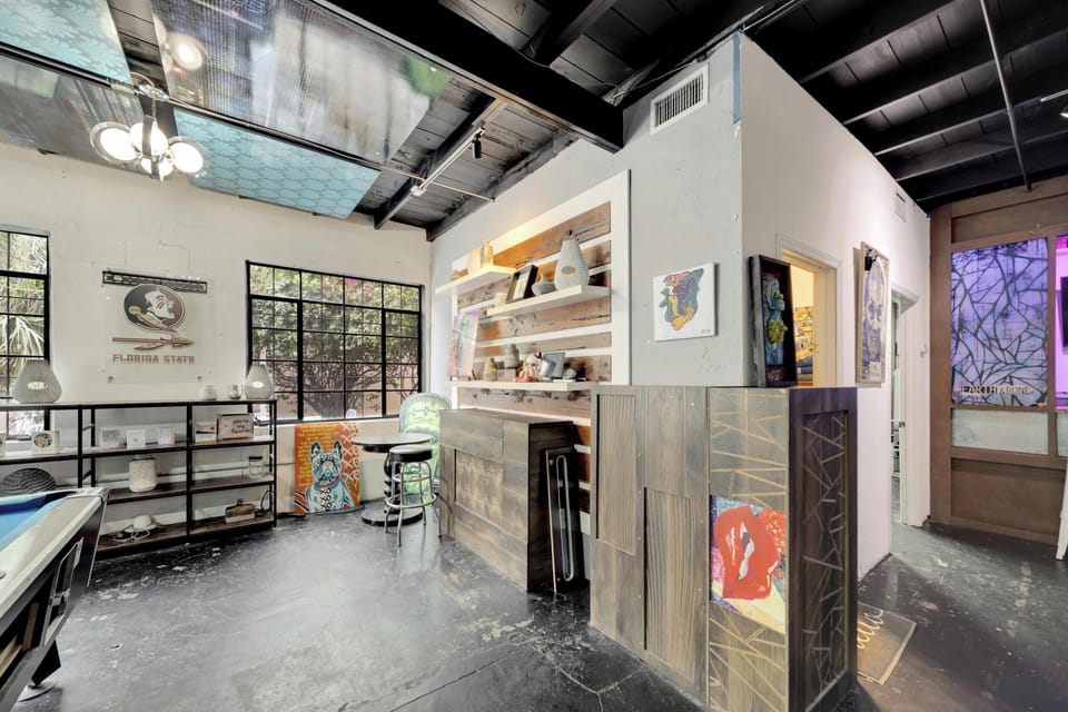 Storage space located within the living room or near the pool table area.