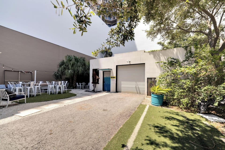 The exterior of the studio.
