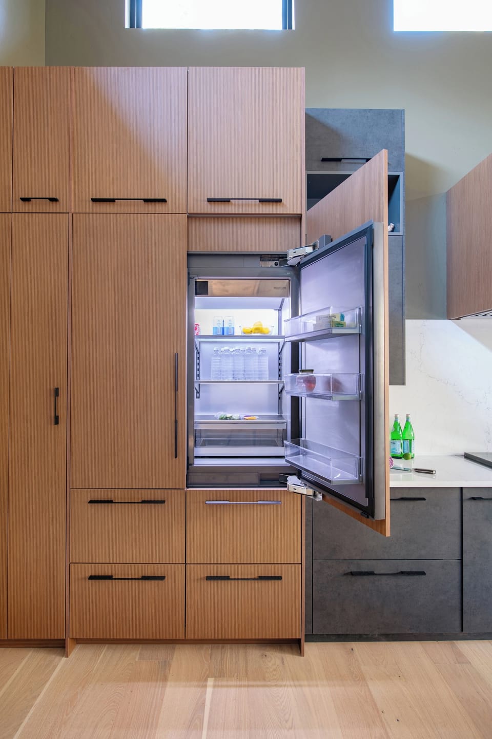 Hidden fridge and freezer below