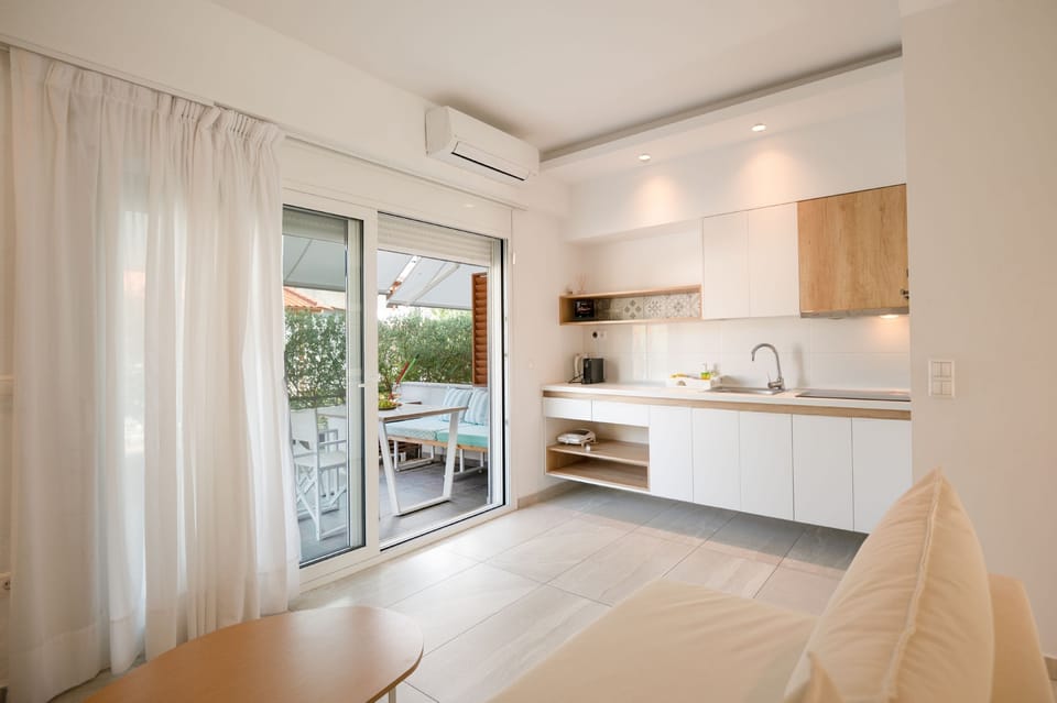 Kitchen area integrated with living room area