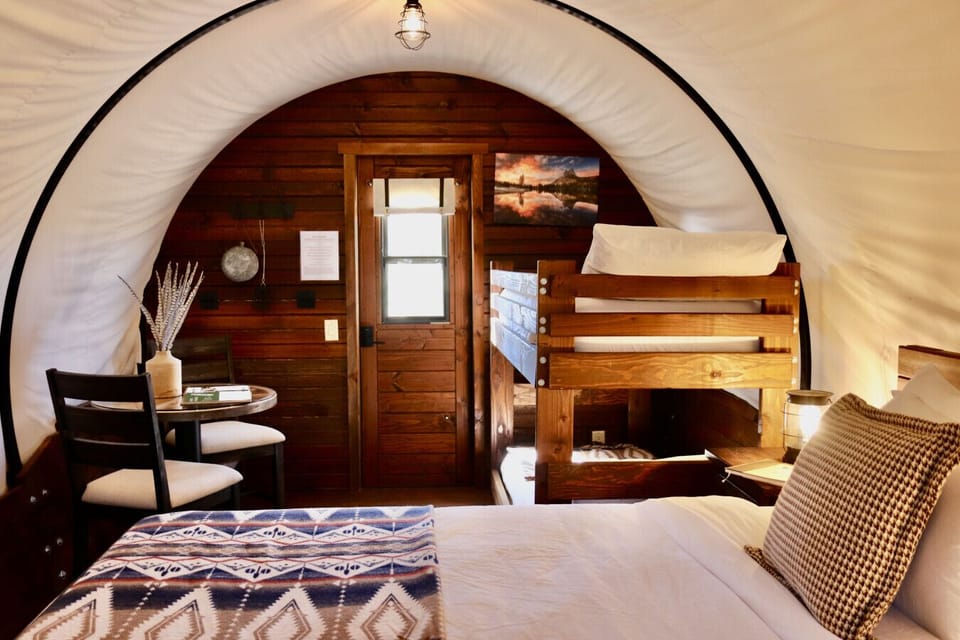 The bunk beds are small and intended for children