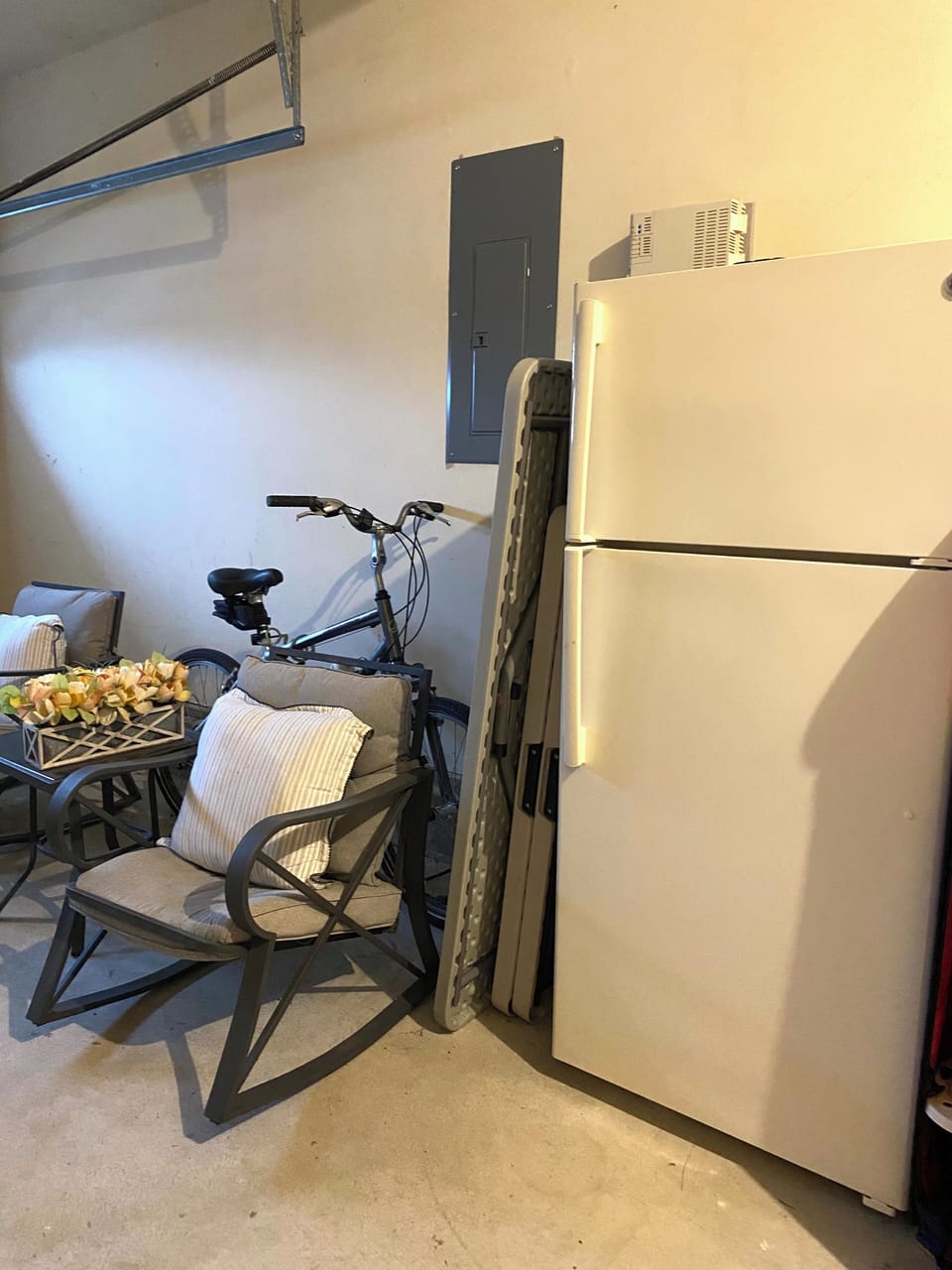 Extra refrigerator in garage 