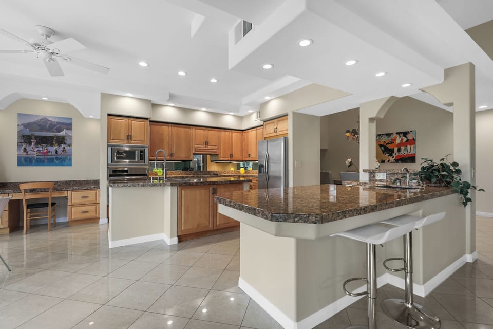 View of bar and kitchen