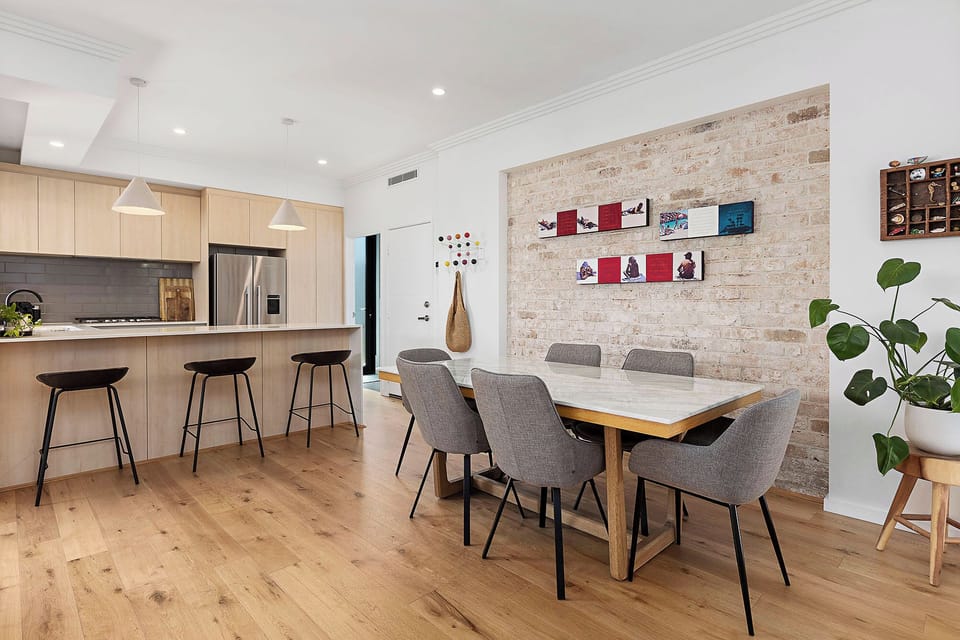 Open plan living with kitchen and dining