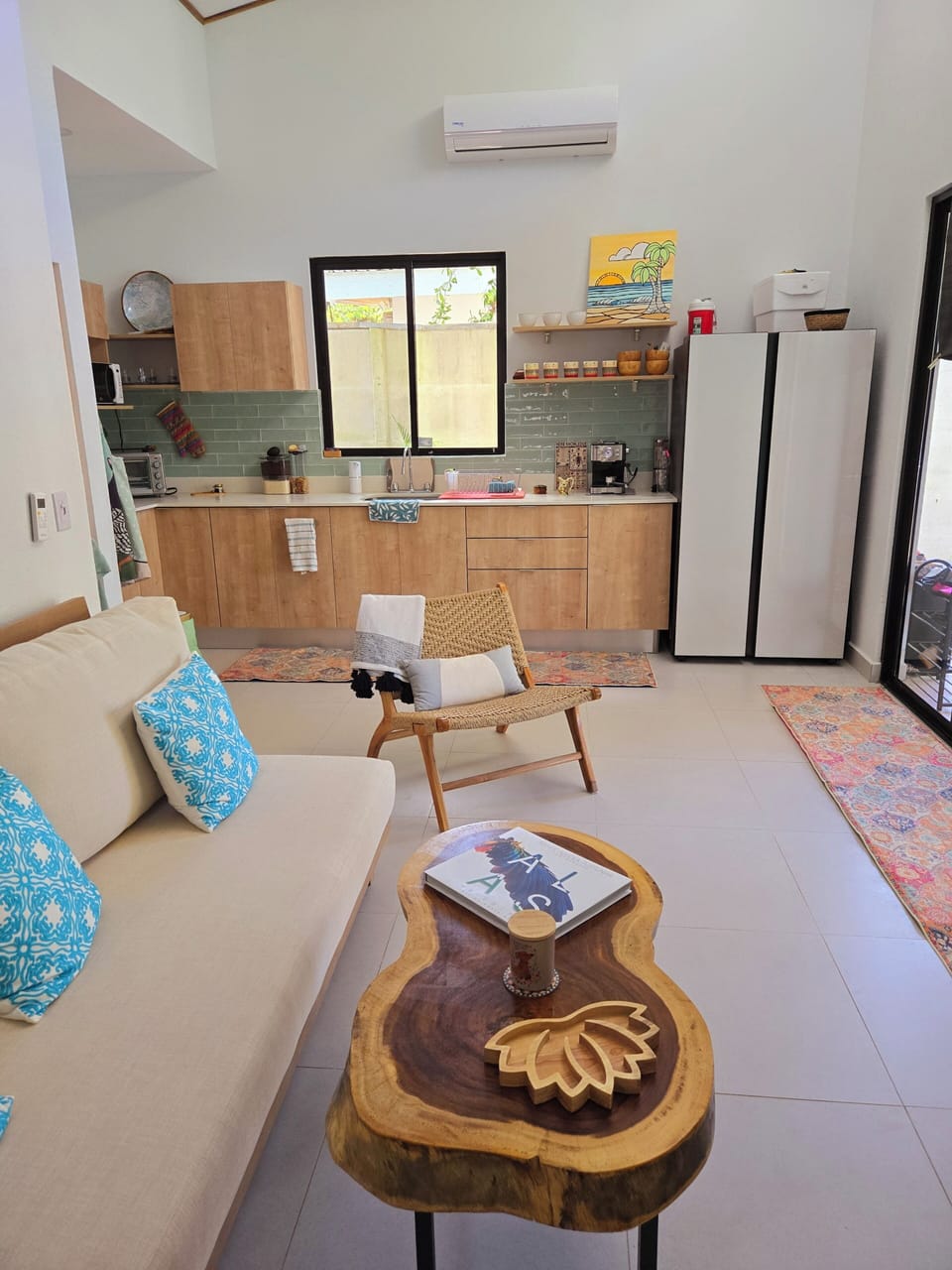 Kitchen and inside gathering area.