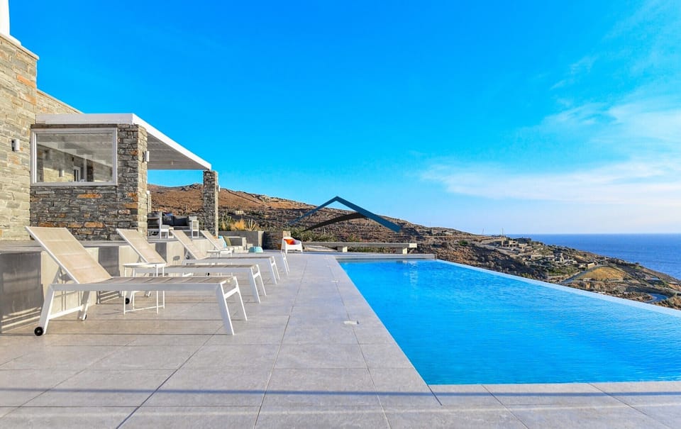 Part of the terrace and the pool