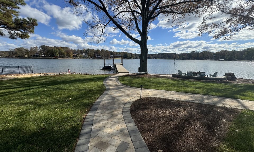 Backyard view of boat launch and dock