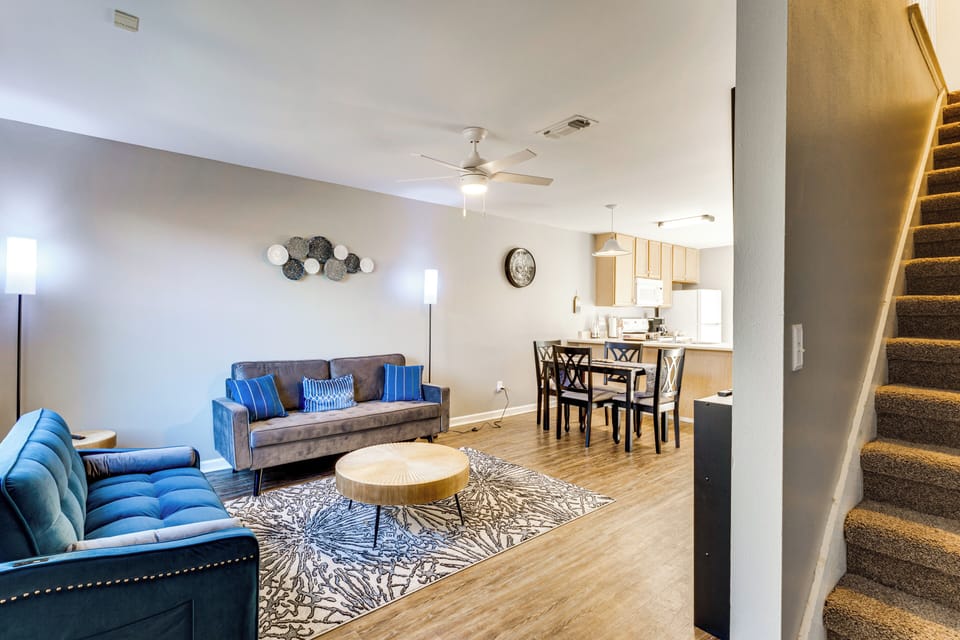 Living Room | 2-Story Townhome | Central A/C & Heating | Open Floor Plan