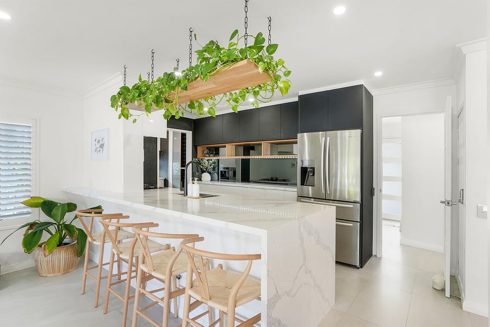Stylish open-plan kitchen with modern finishes