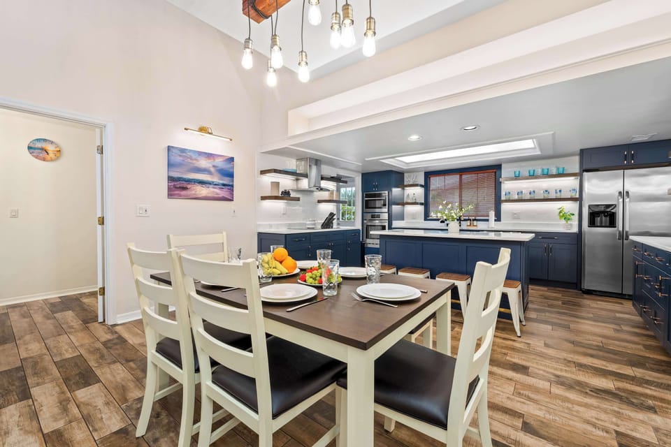 Gather for meals together at the dining table, with space for 8