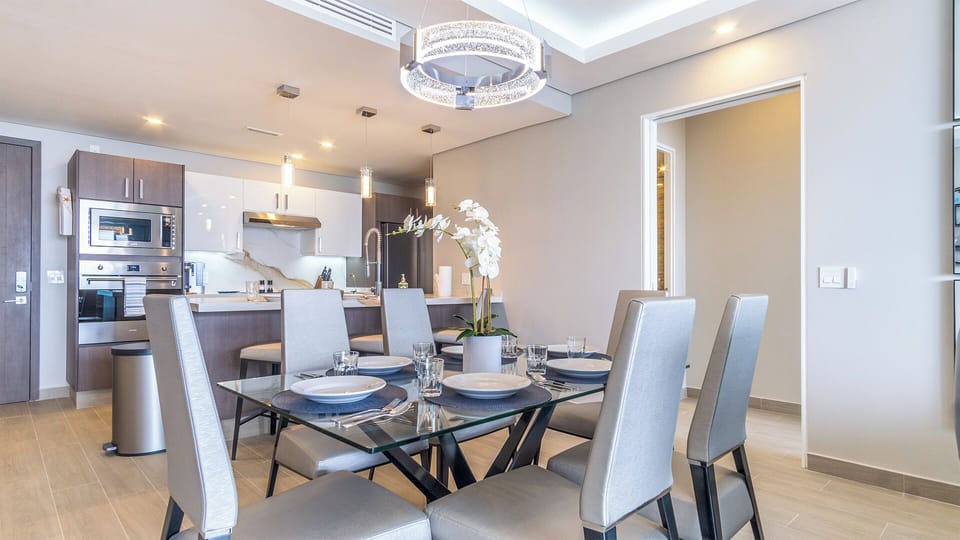 The dining table for six.