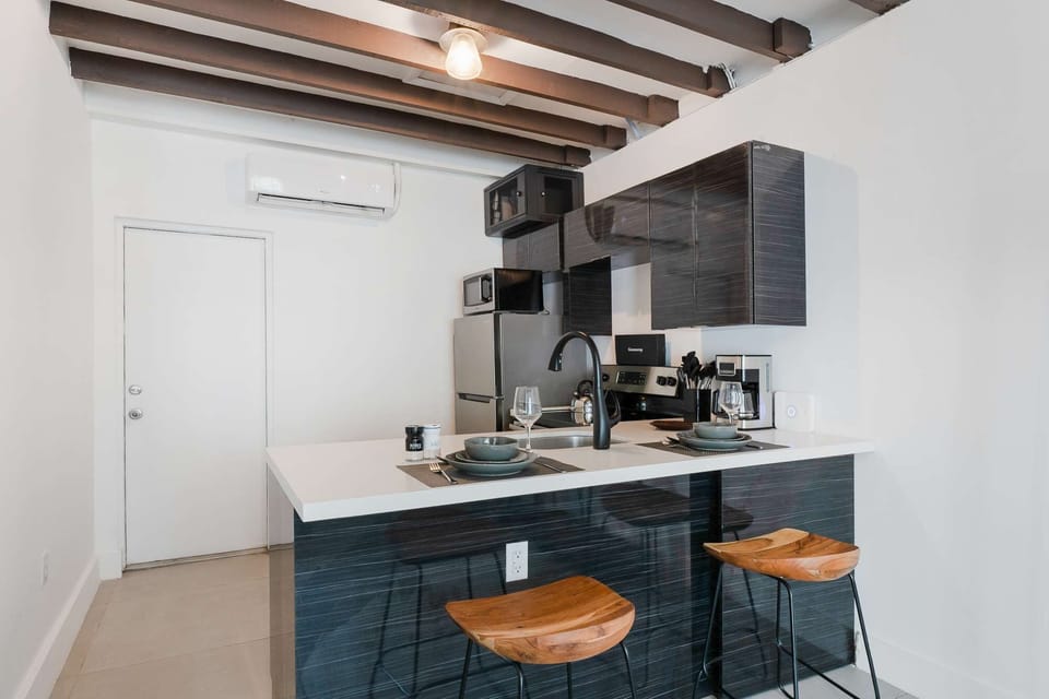Sleek modern kitchen setup.