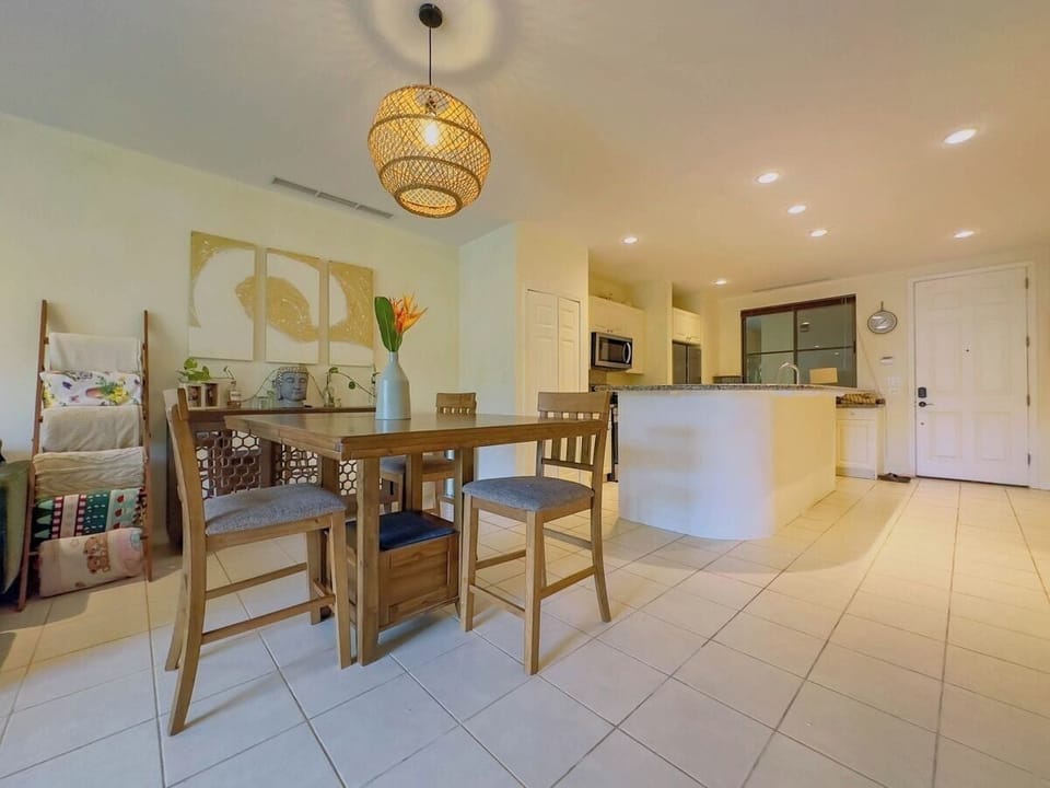 The condo features a modern, comfortable design.