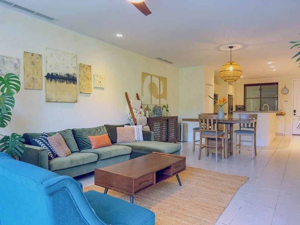 The condo features a modern, comfortable design.