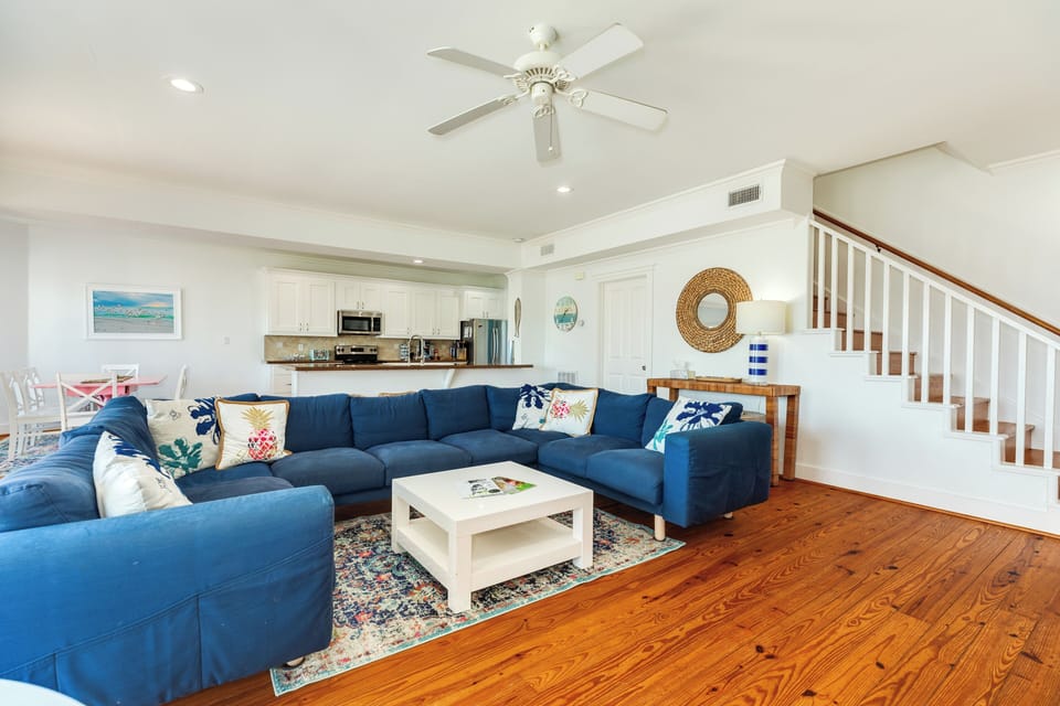 Large, comfortable couch in the living room