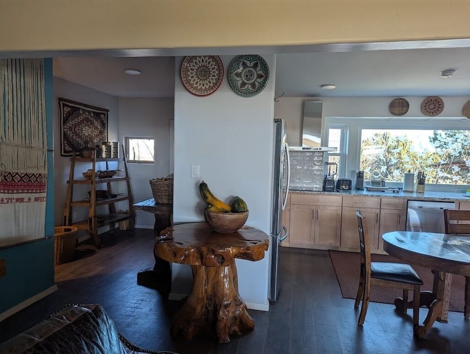 looking at back entry on left, kitchen on right.