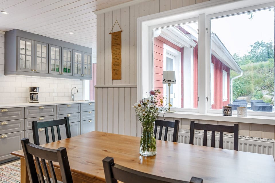 View of kitchen and small dining table