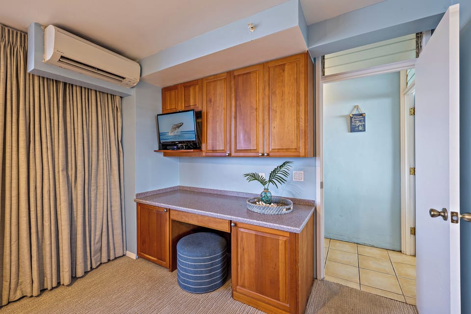 Enjoy the cool breezes from the AC in your bedroom, and watch your favorite movie on the flat screen TV