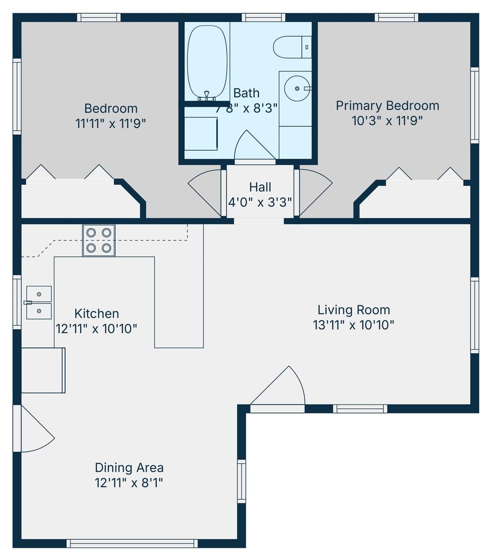 Cozy Coram Cottage's Floorplan