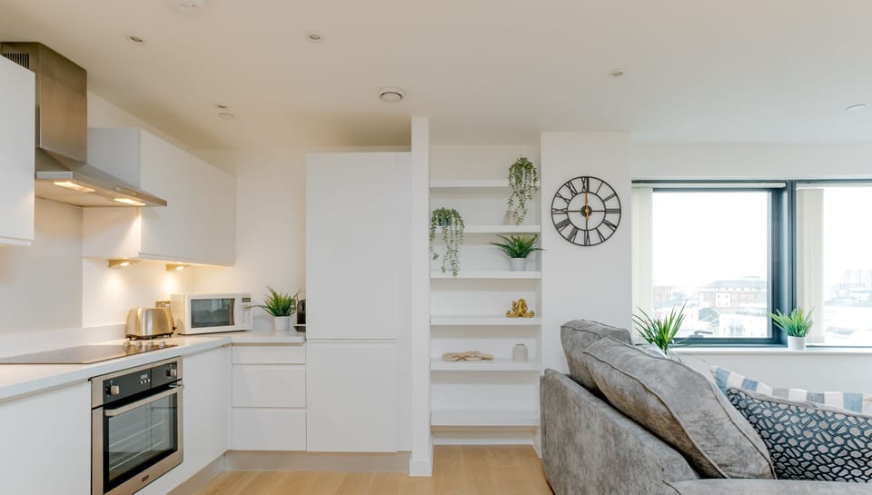 Kitchen is spacious and flows nicely into the living space