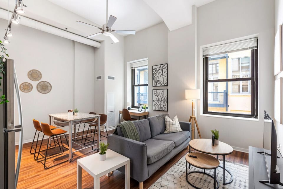 As you take a seat in the living room, the comfortable furniture and tasteful design make it easy to unwind.