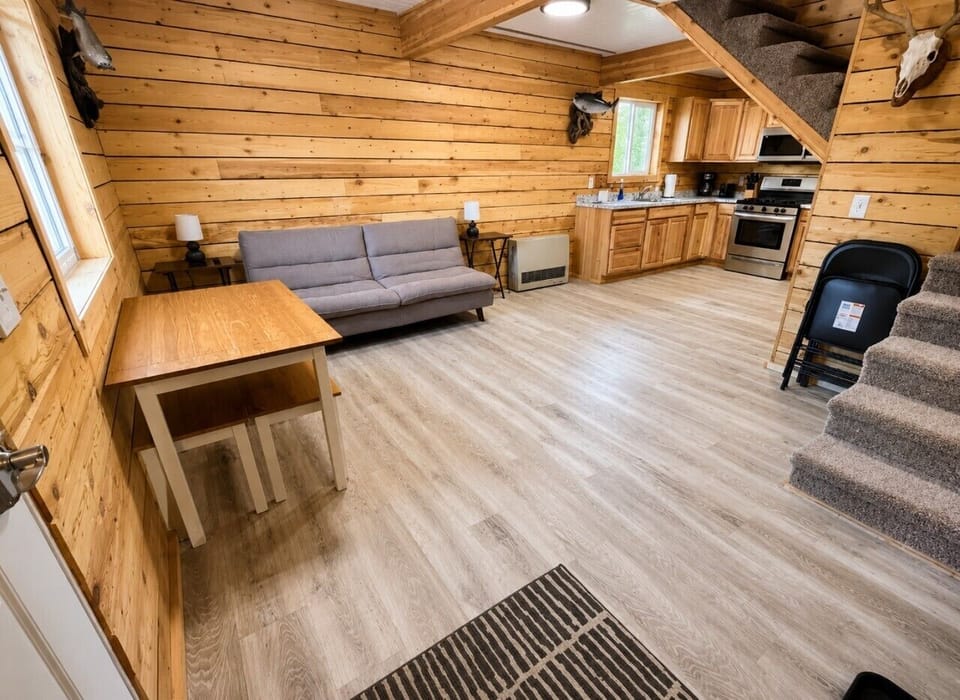 Open dining room and kitchen area