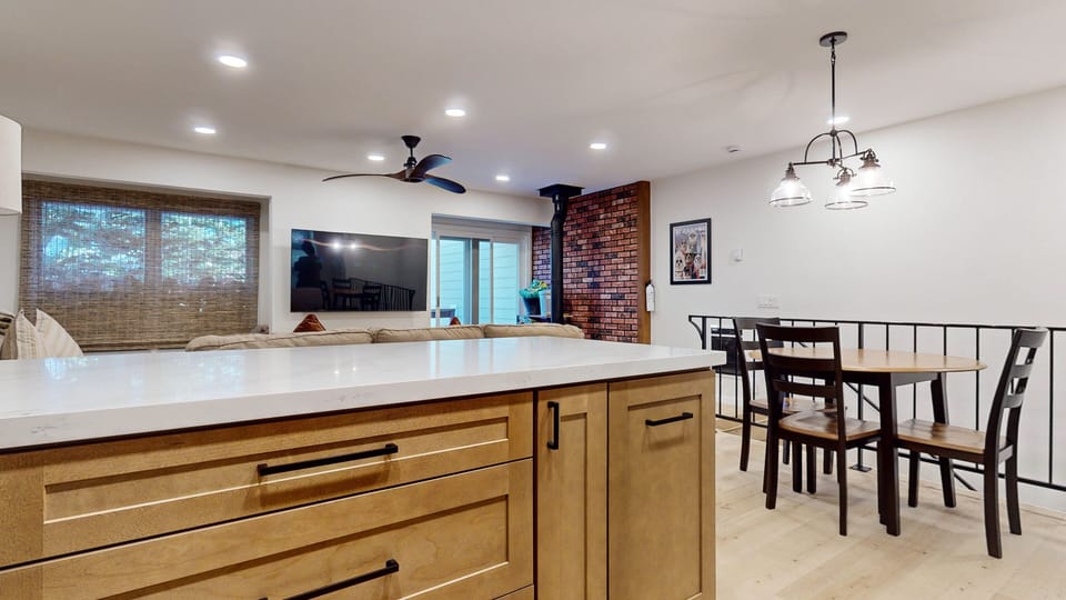 Indoors, Kitchen, Ceiling Fan, Furniture, Table