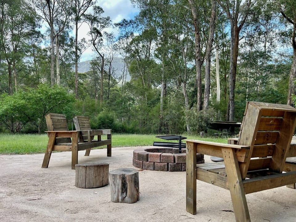 Relax by the fire pit on a chilly evening.