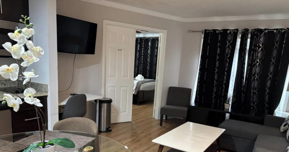 Cozy sofa bed and a new smart TV with all your favorite streaming apps!