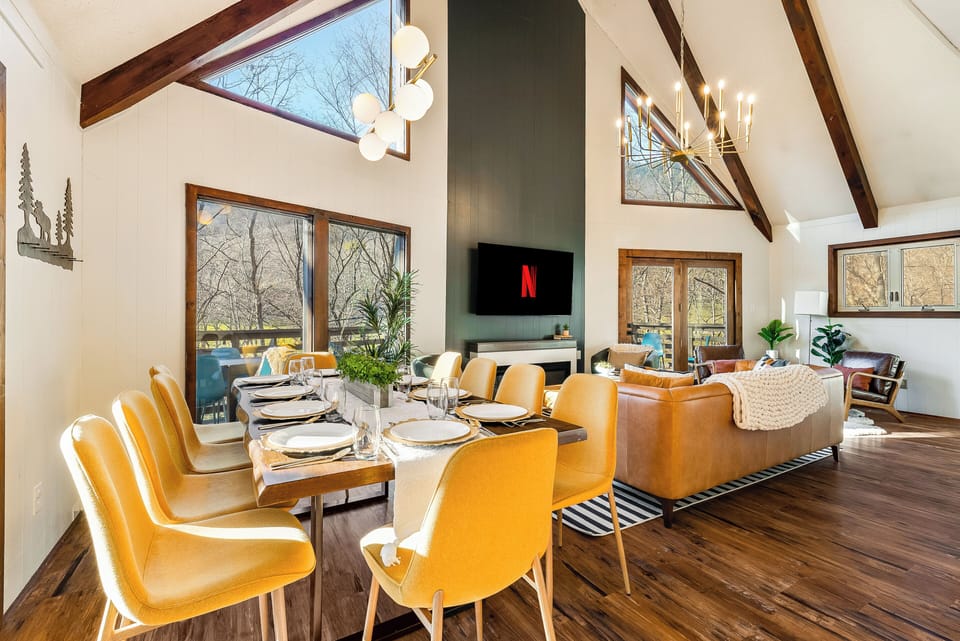 Living room and dining area