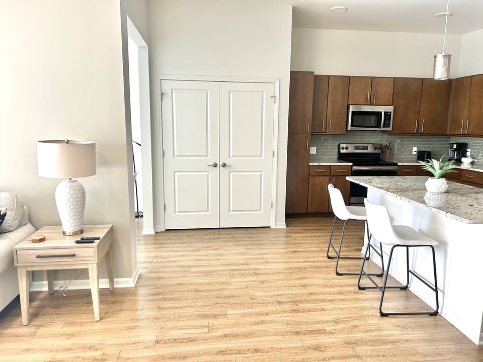 Full size washer and dryer in closet