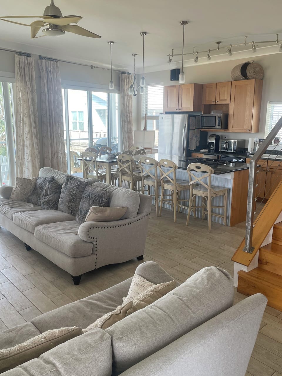 Living room and eating area seating