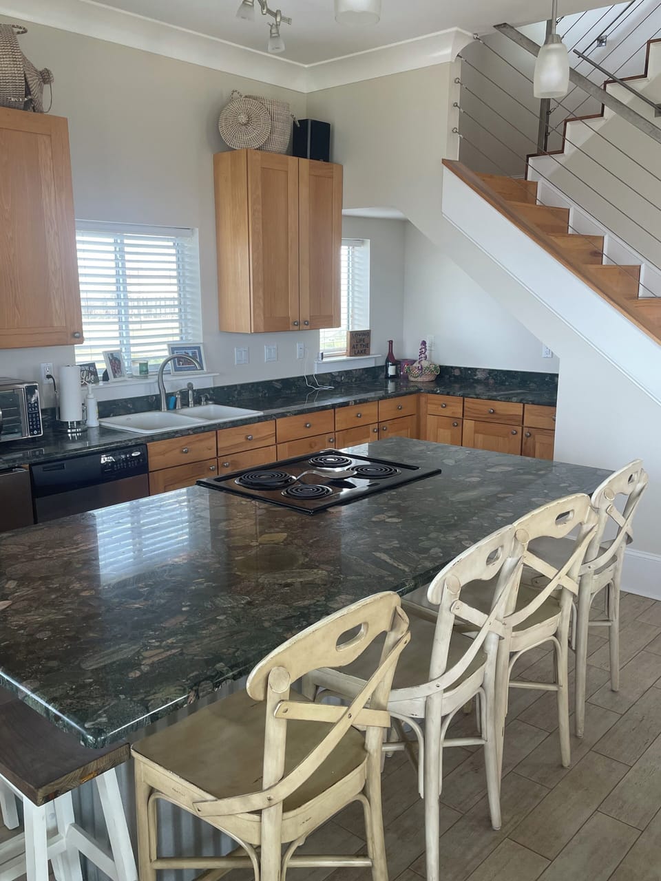 Kitchen area and island