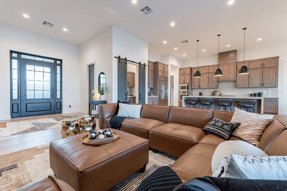 Large leather sectional