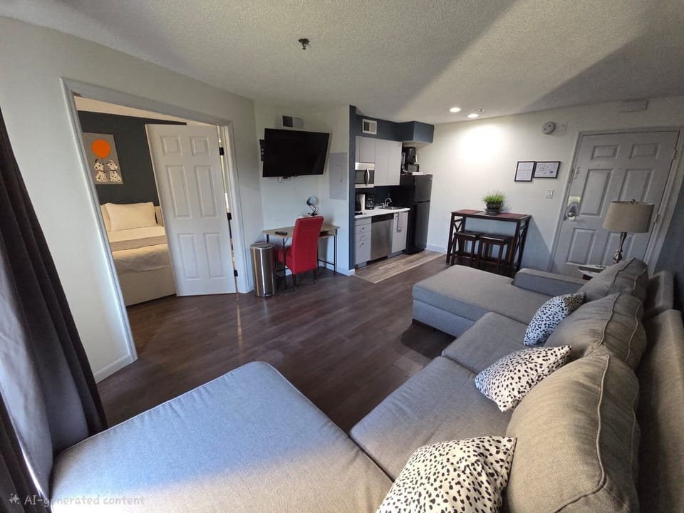 Cozy sofa bed and a new smart TV with all your favorite streaming apps!