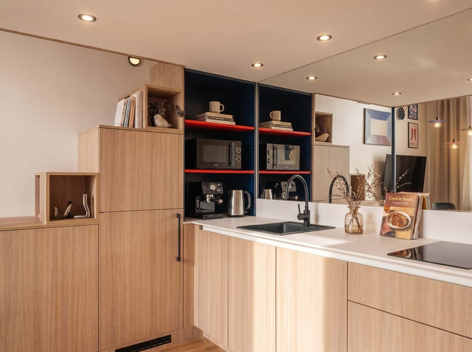 Kitchen is fully equipped with everything you need for basic cooking, please, see the list of amenities
