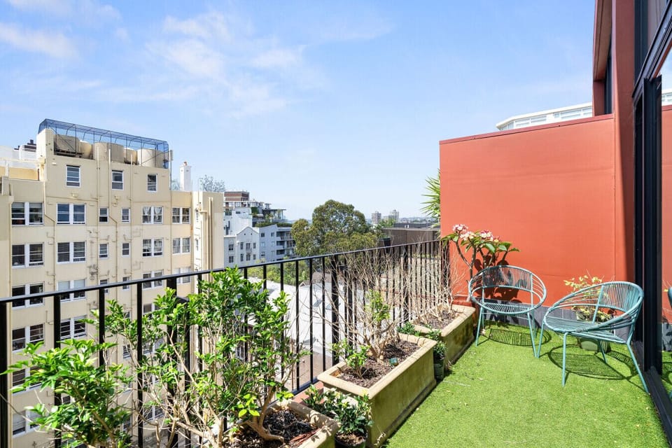 Private terrace with views facing North