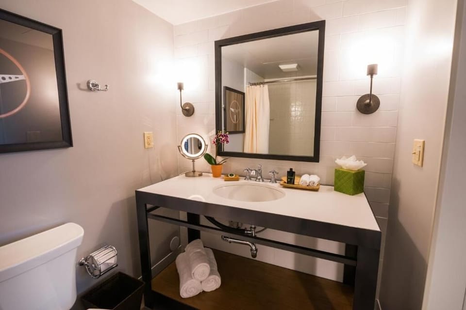Refresh at a bright vanity with spa-like countertop space.