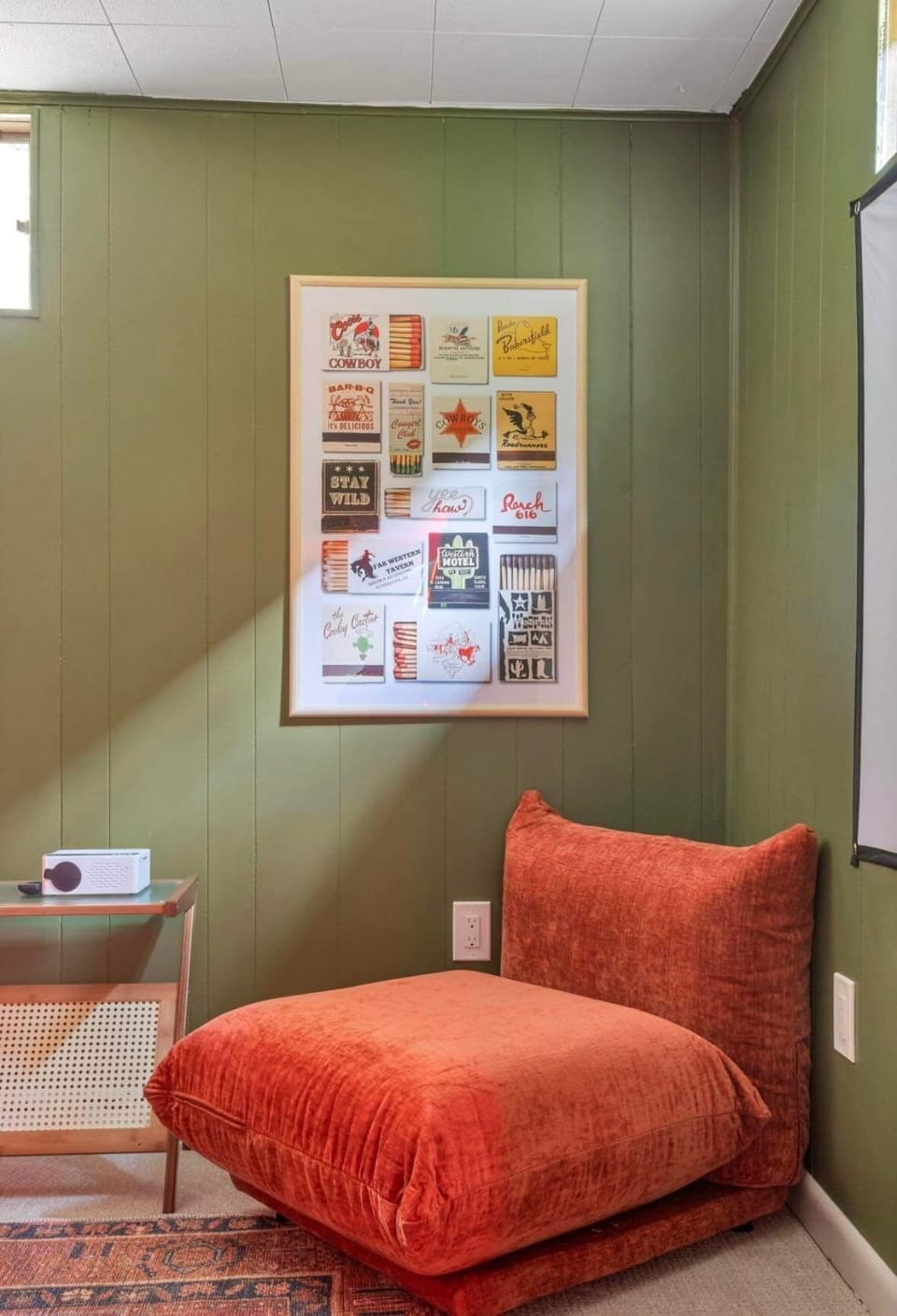 Settle into our plush corner chair in the movie theater room