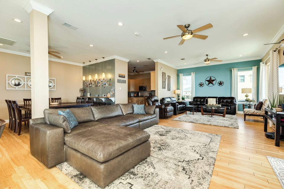 Open concept so everyone can visit in the living, dining and kitchen.