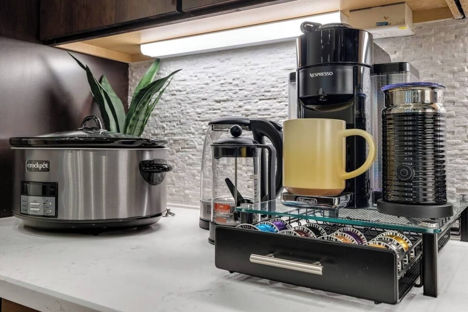 We dedicated a small space for all your magical bean juice, ehem, coffee needs! 