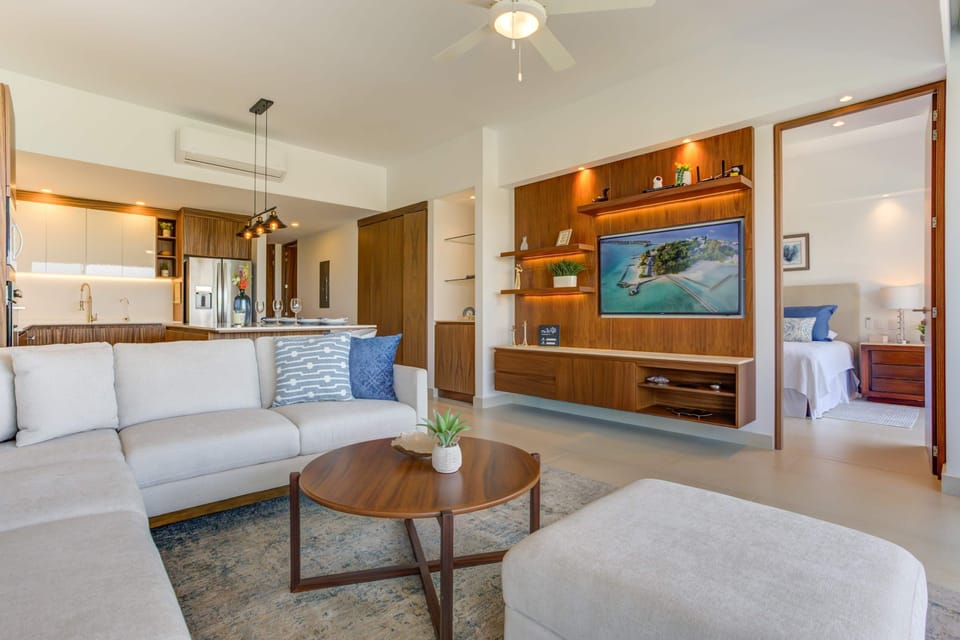 Living room with smart TV