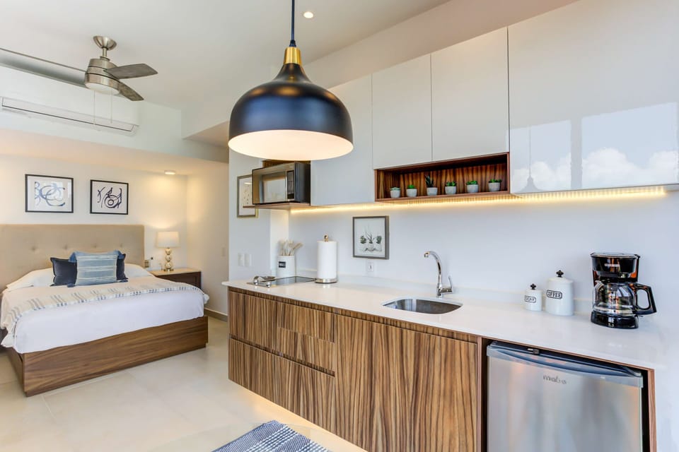 Kitchen and bed