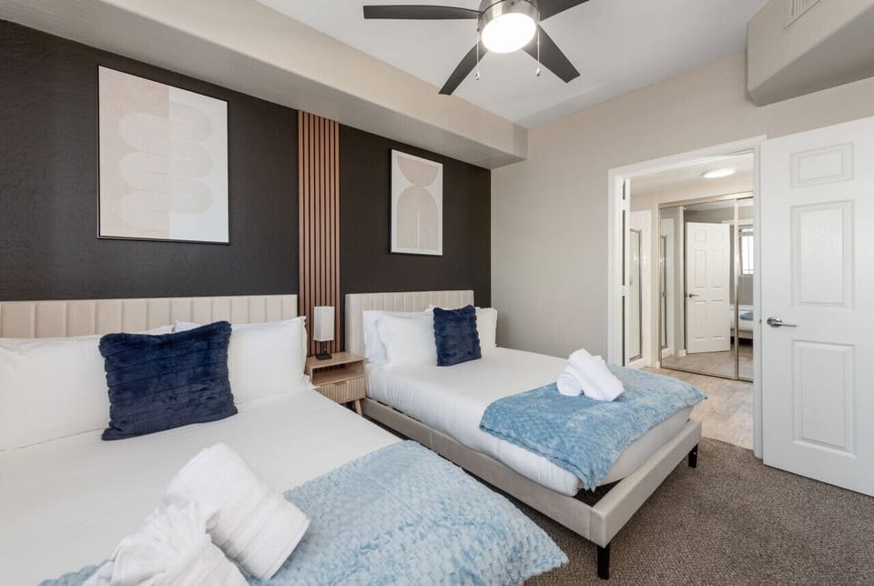 2nd bedroom with 2 double beds